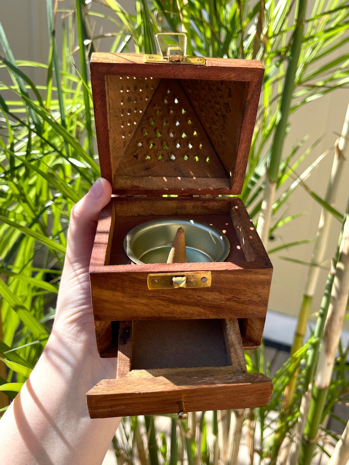 Wooden Pyramid Incense Holder
