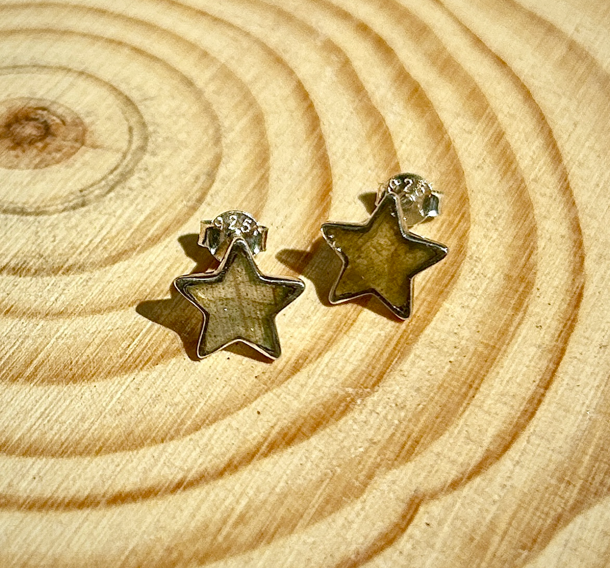 Labradorite Star Sterling Silver Stud Earrings