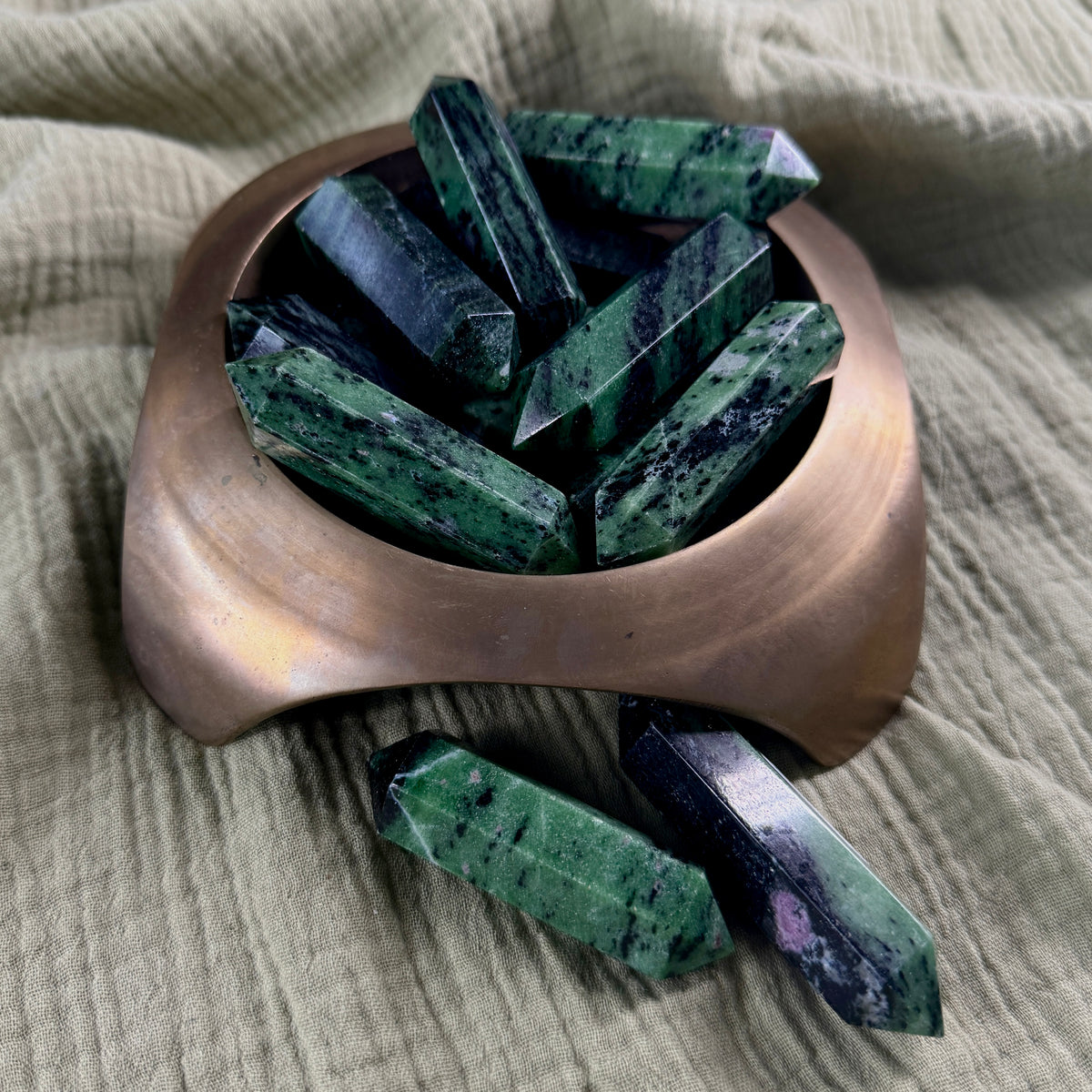 Ruby Zoisite Double Terminated Crystal Point Intuitively Chosen