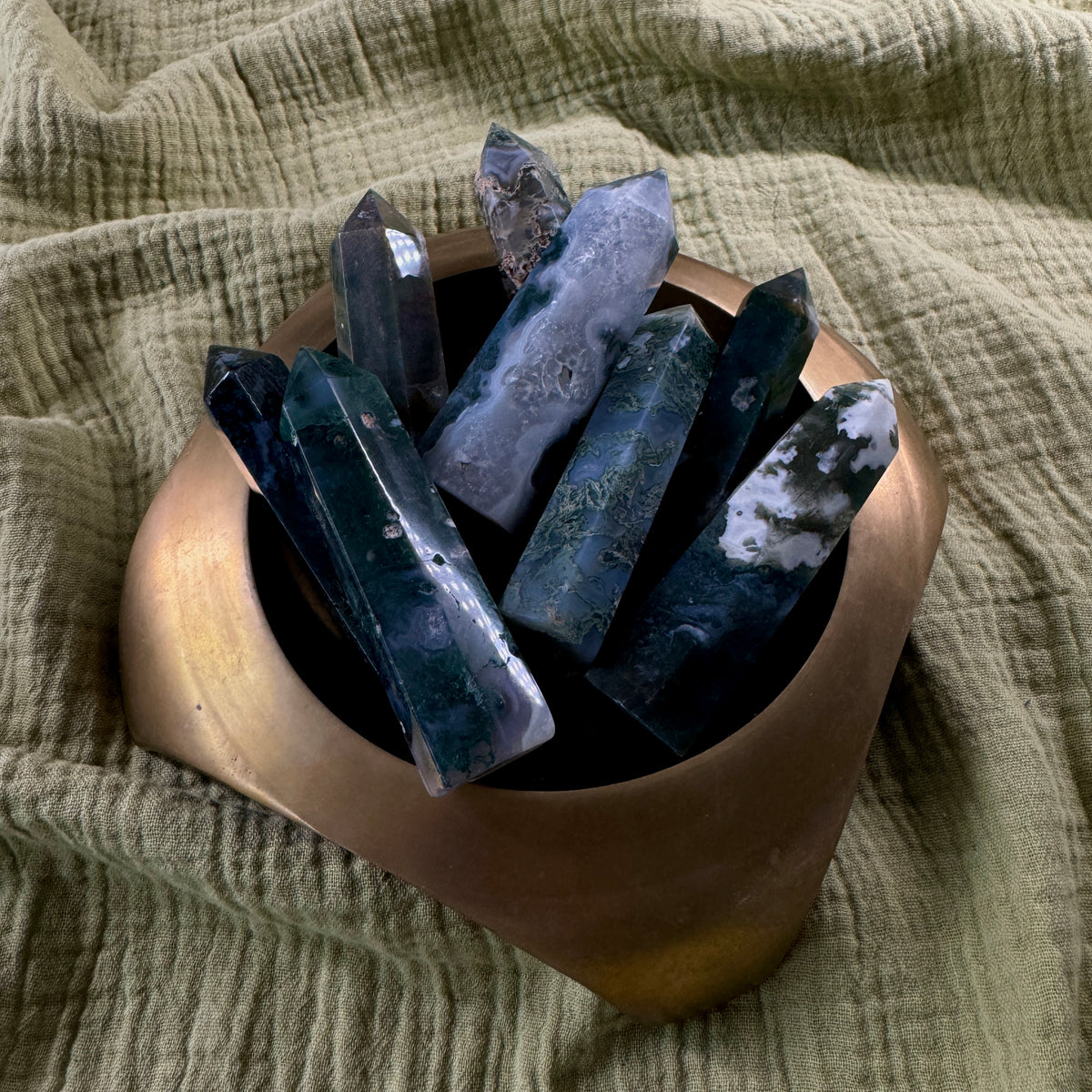 Moss Agate Crystal Tower Intuitively Chosen