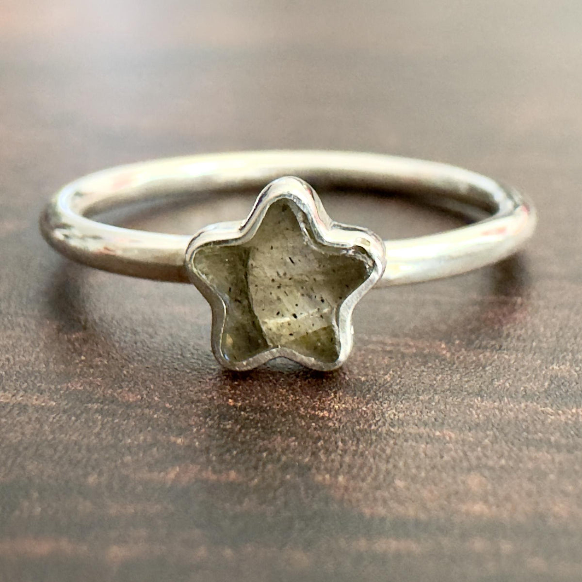 Rainbow Moonstone Star Stackable Ring