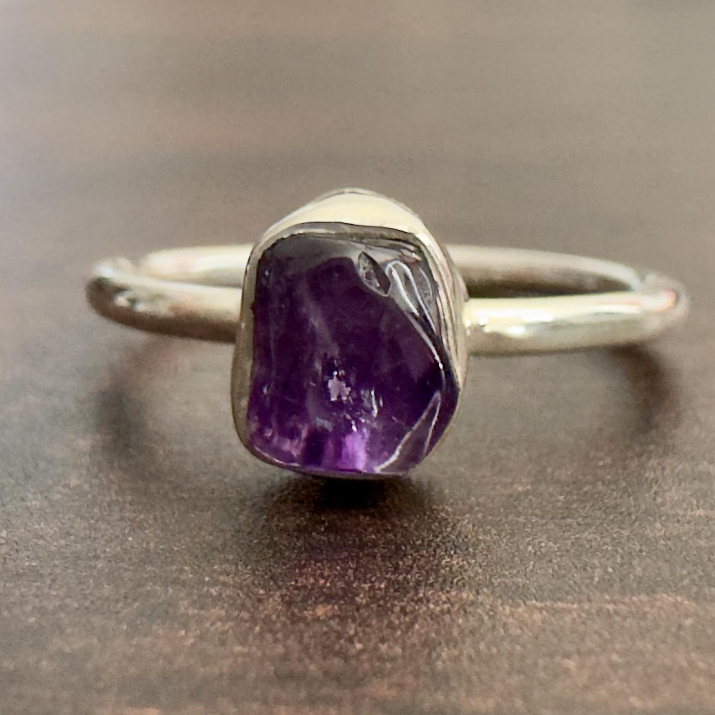 Amethyst Rough Crystal Ring