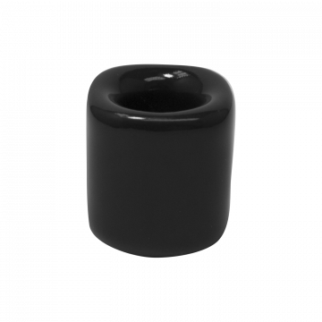 The Spellcrafter Chime Candle Holder is glossy black with rounded edges and a hollowed-out top to fit a 1/2 inch candle, shown on a plain white background.