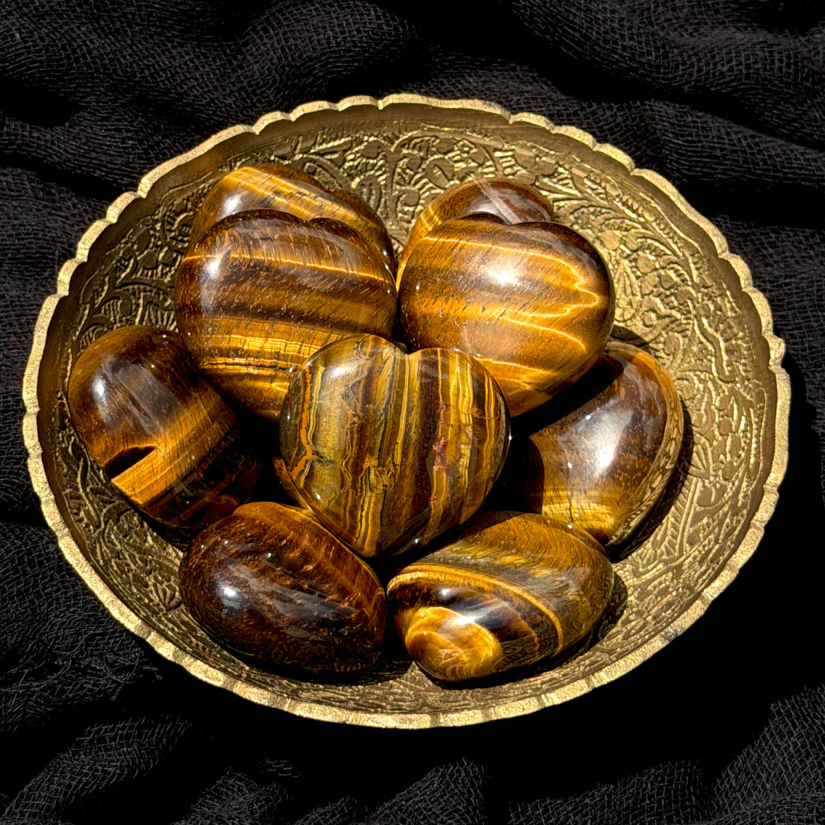 Tiger Eye Puffy Heart