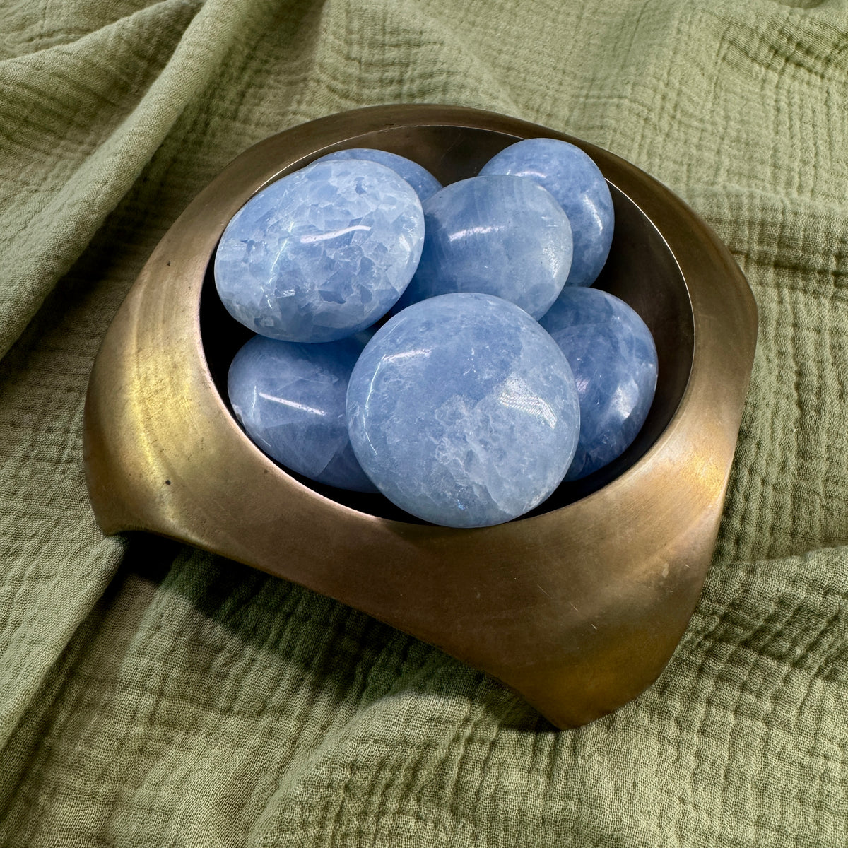 Blue Calcite Palm Stone