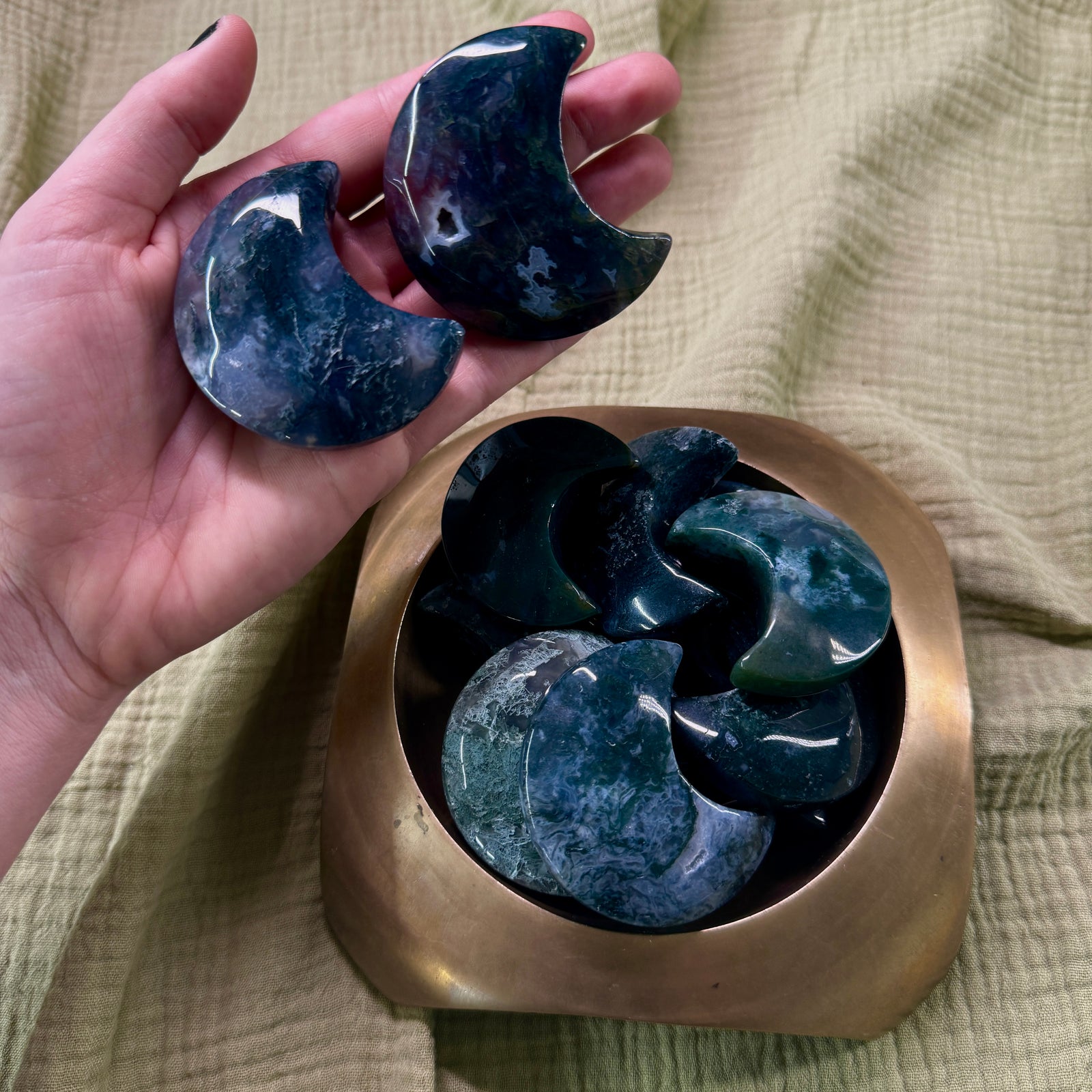 Moss Agate Moon Intuitively Chosen