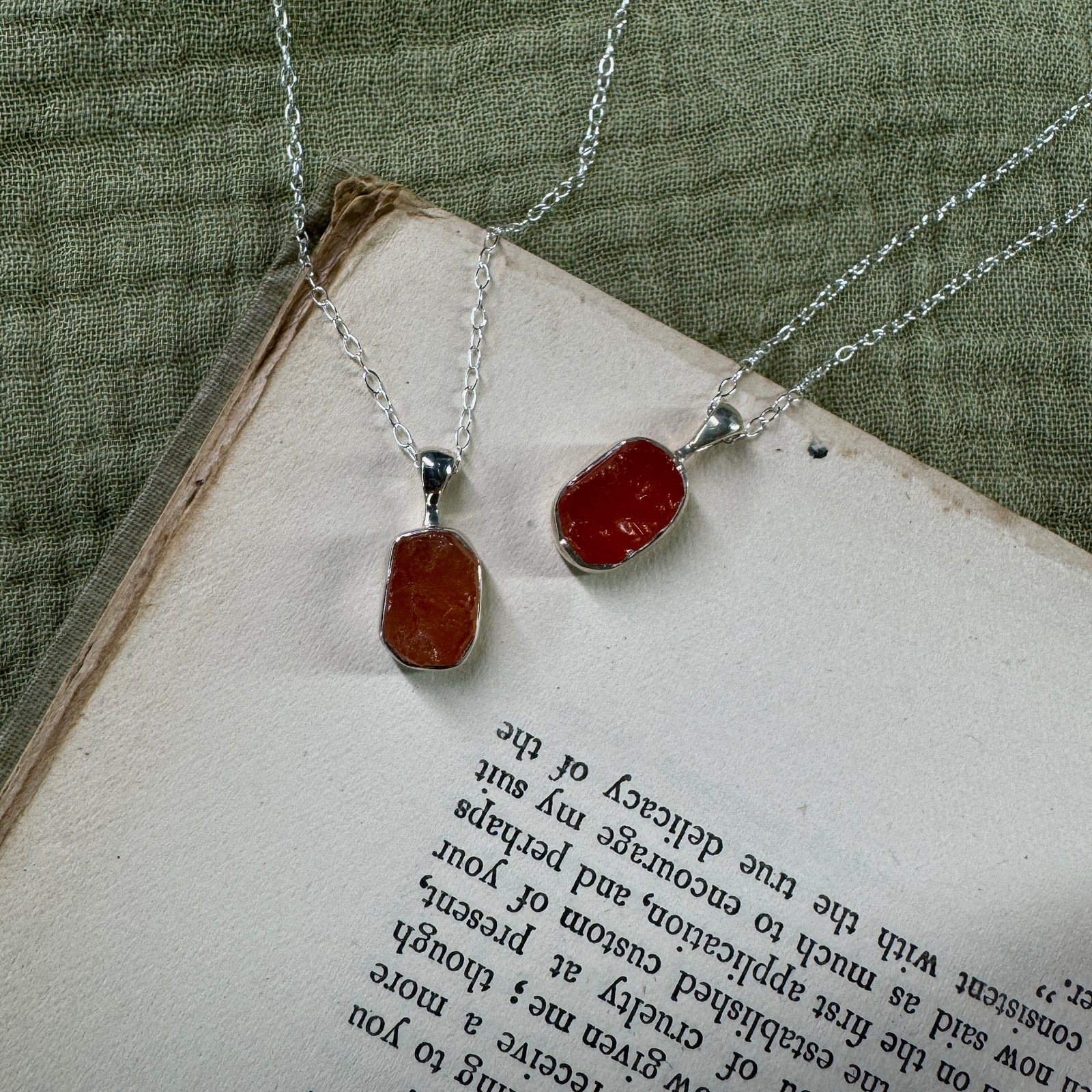 Carnliean Rough Sterling Silver Crystal Necklace