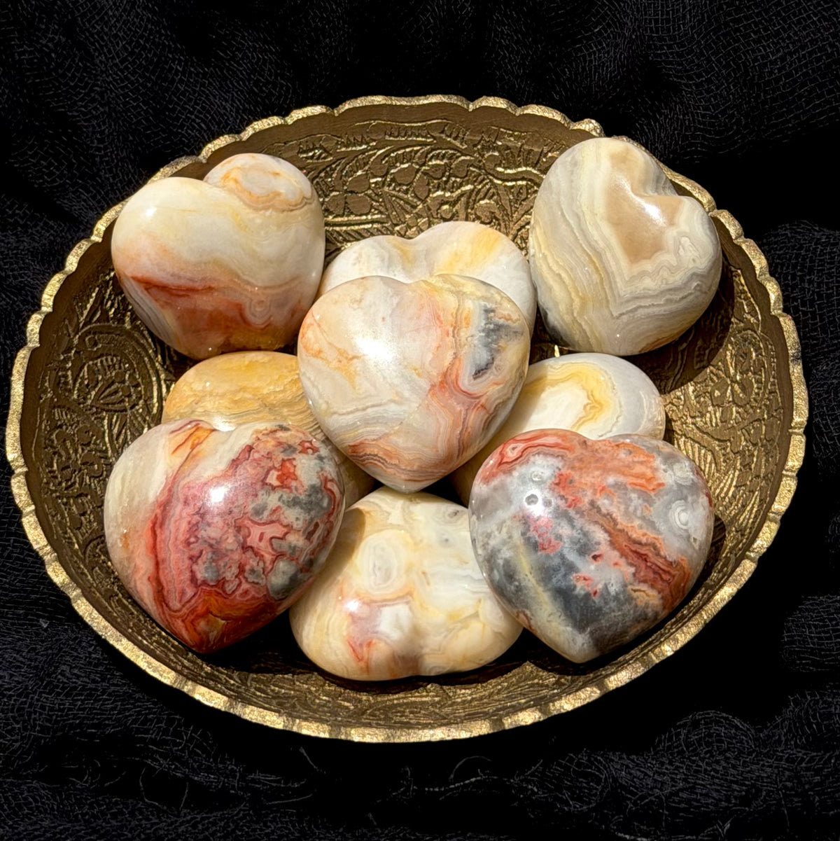 Mexican Crazy Lace Agate Puffy Heart