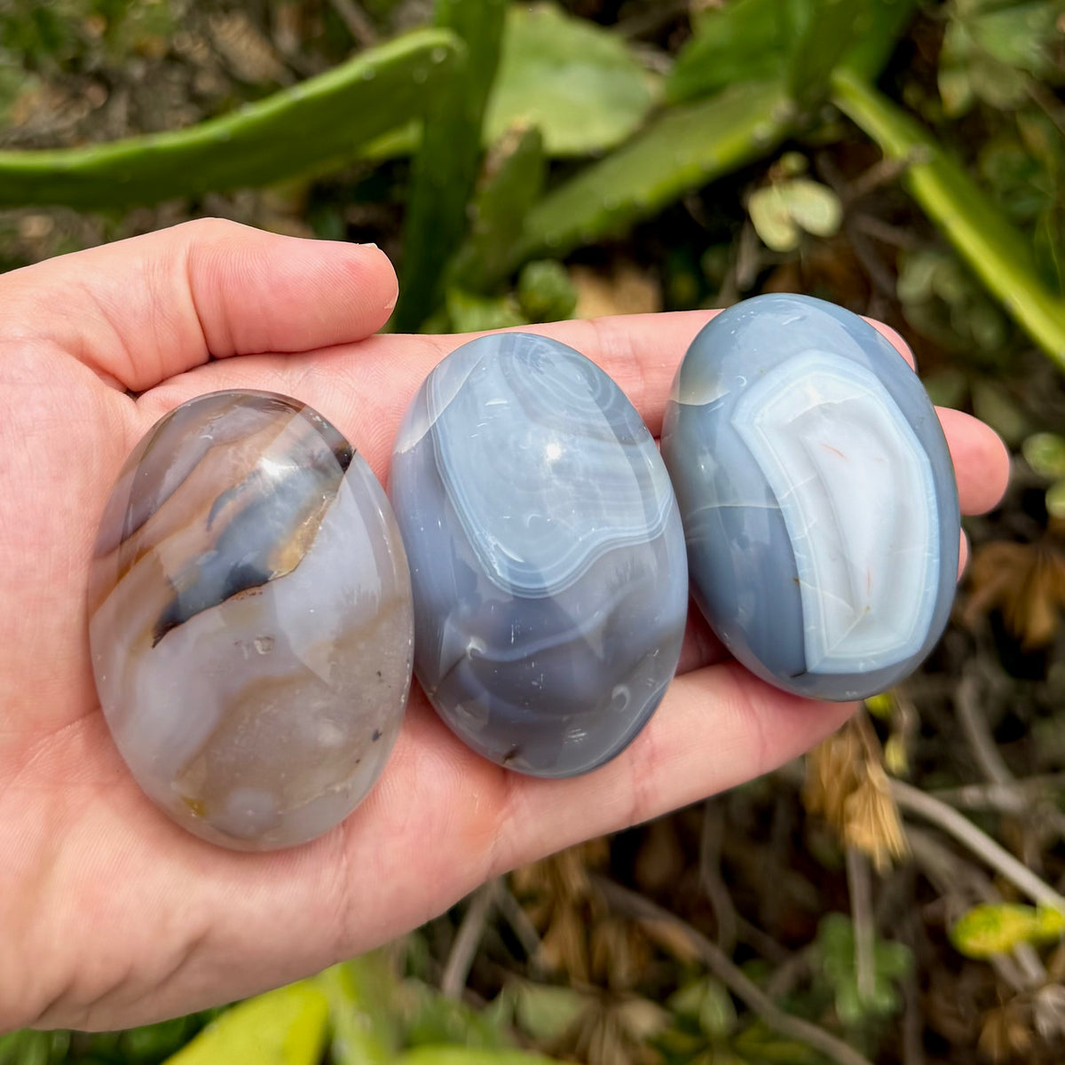 Grey Agate Palm Stone