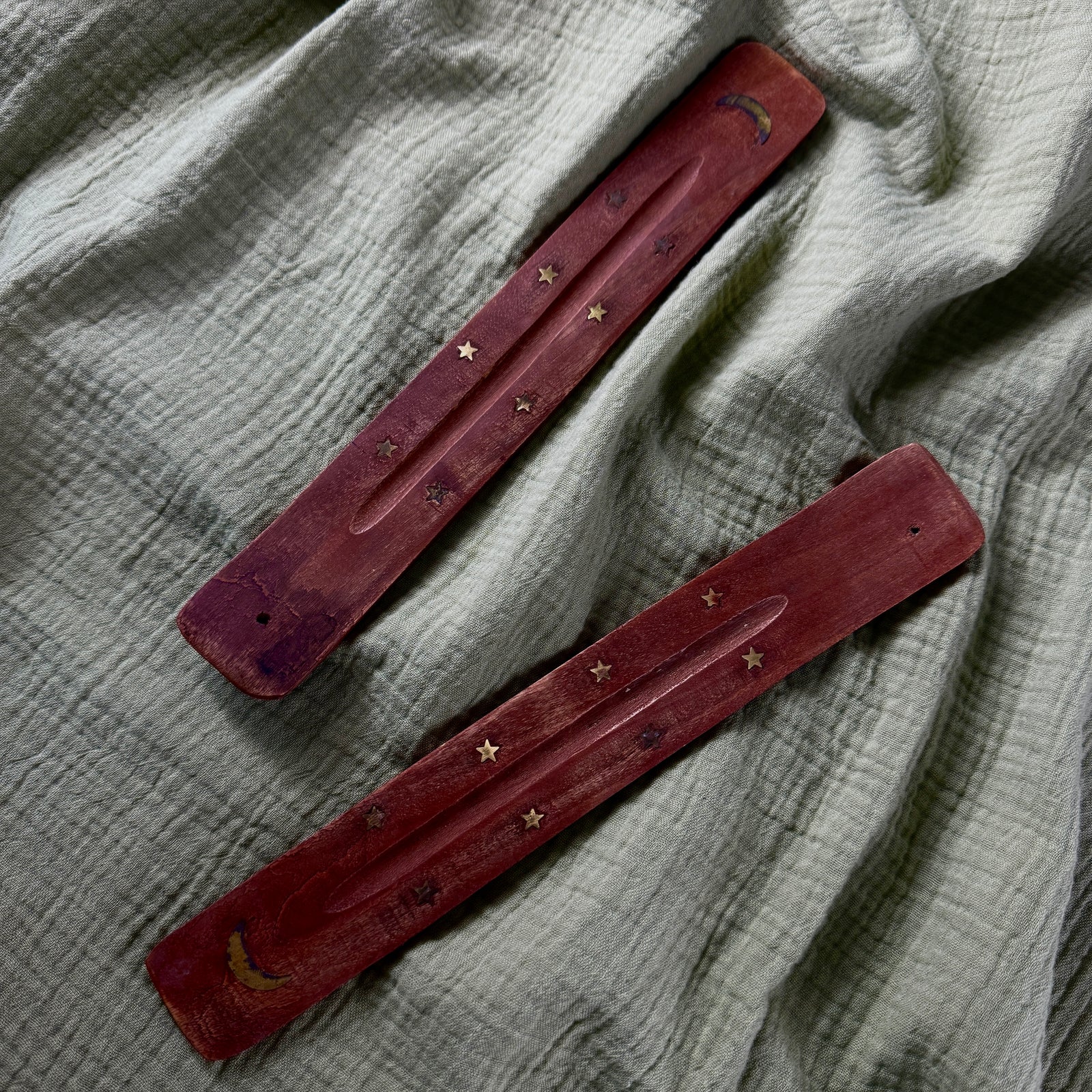 Rustic Wood Moon & Star Incense Burner