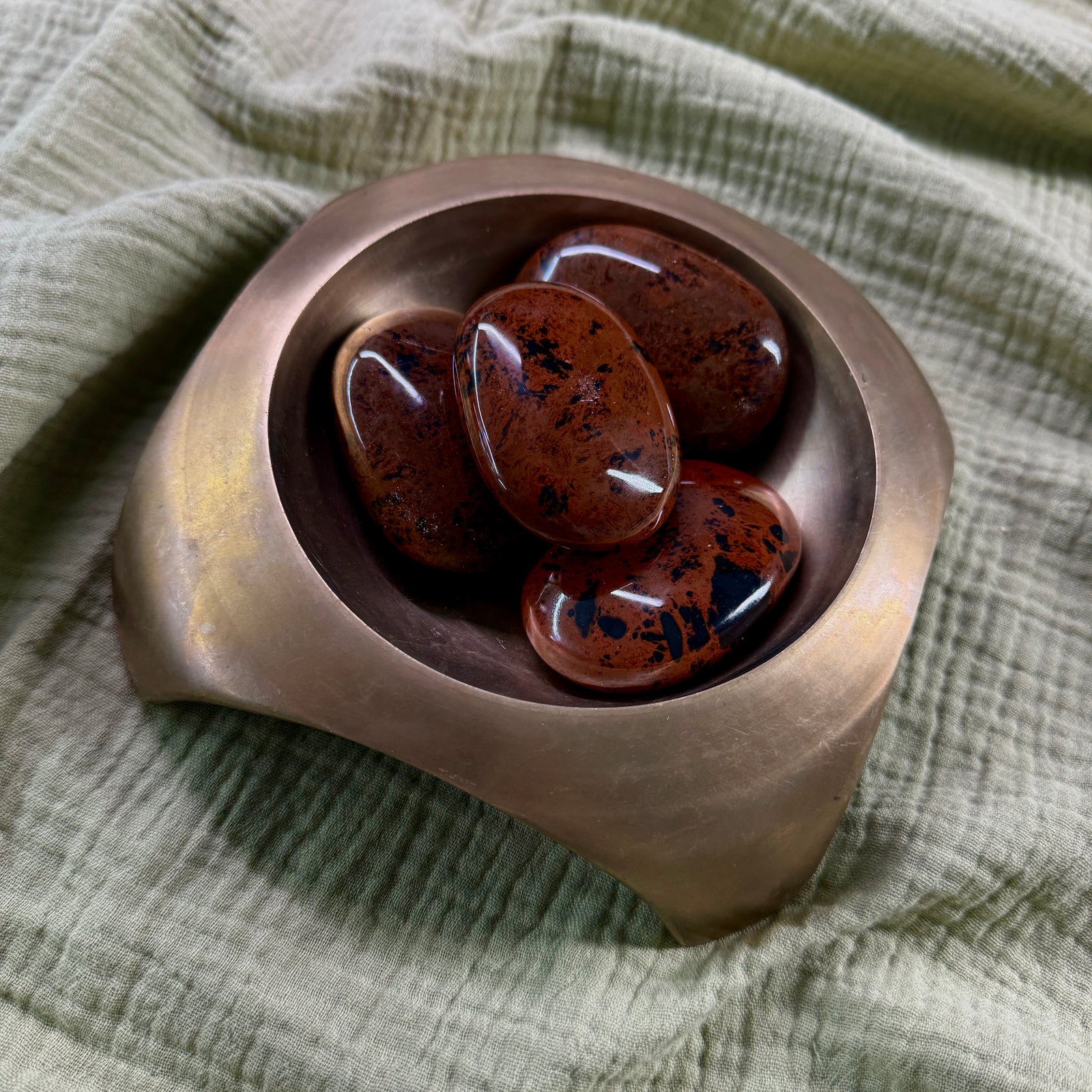 Mahogany Obsidian Palm Stone
