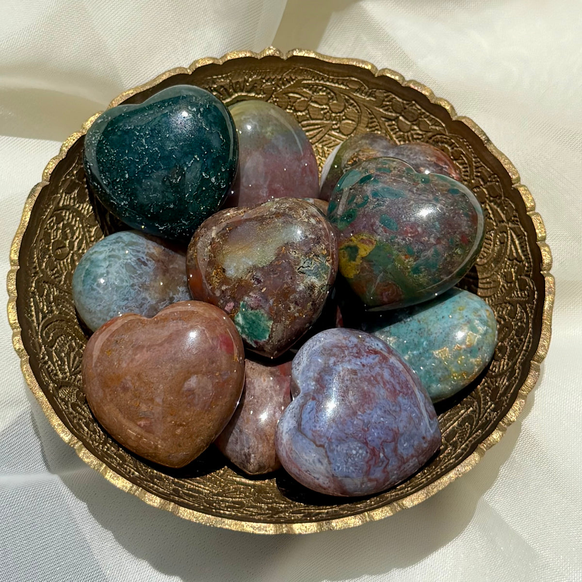 Ocean Jasper Puffy Heart