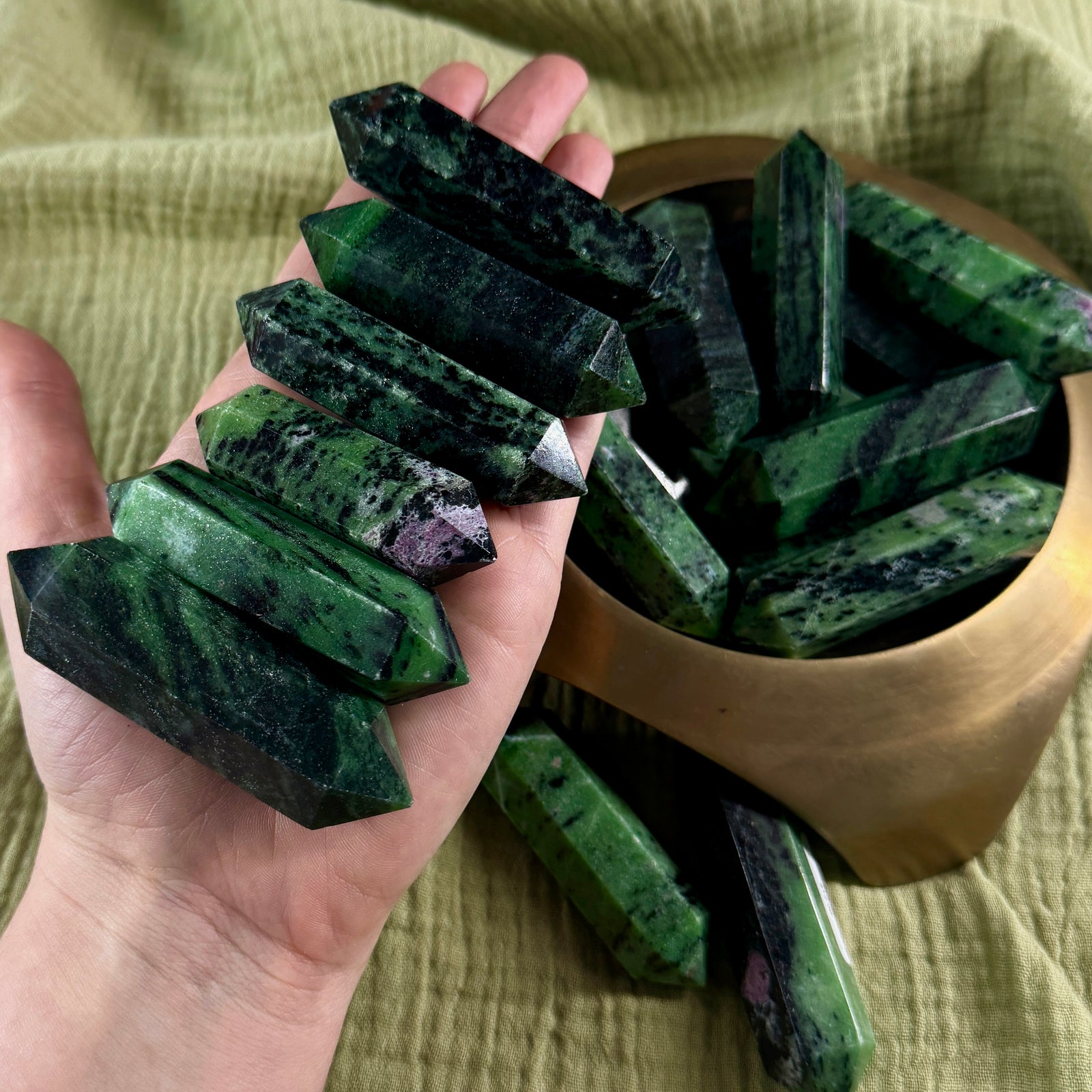 Ruby Zoisite Double Terminated Crystal Point Intuitively Chosen