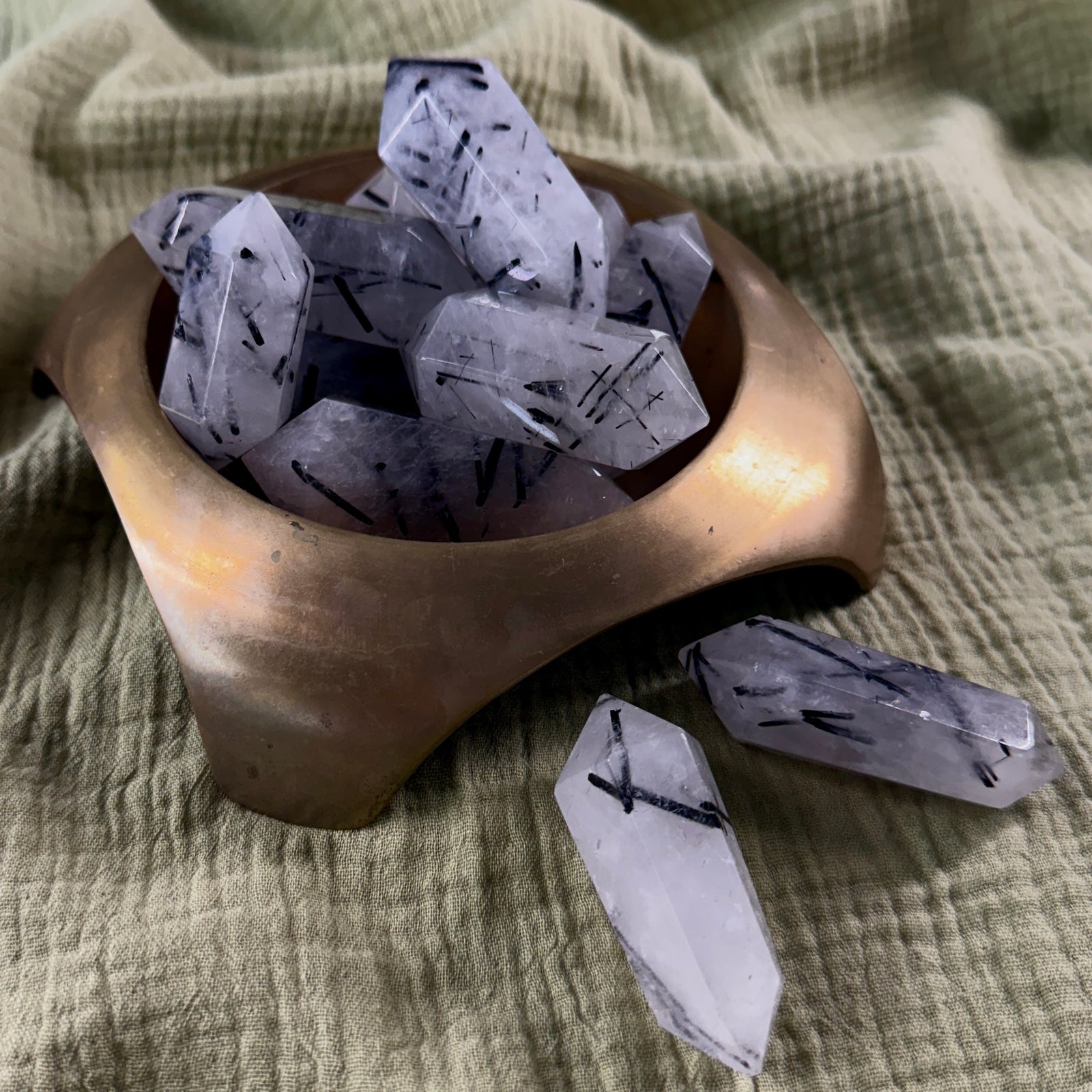 Tourmalinated Quartz Double Terminated Point Intuitively Chosen