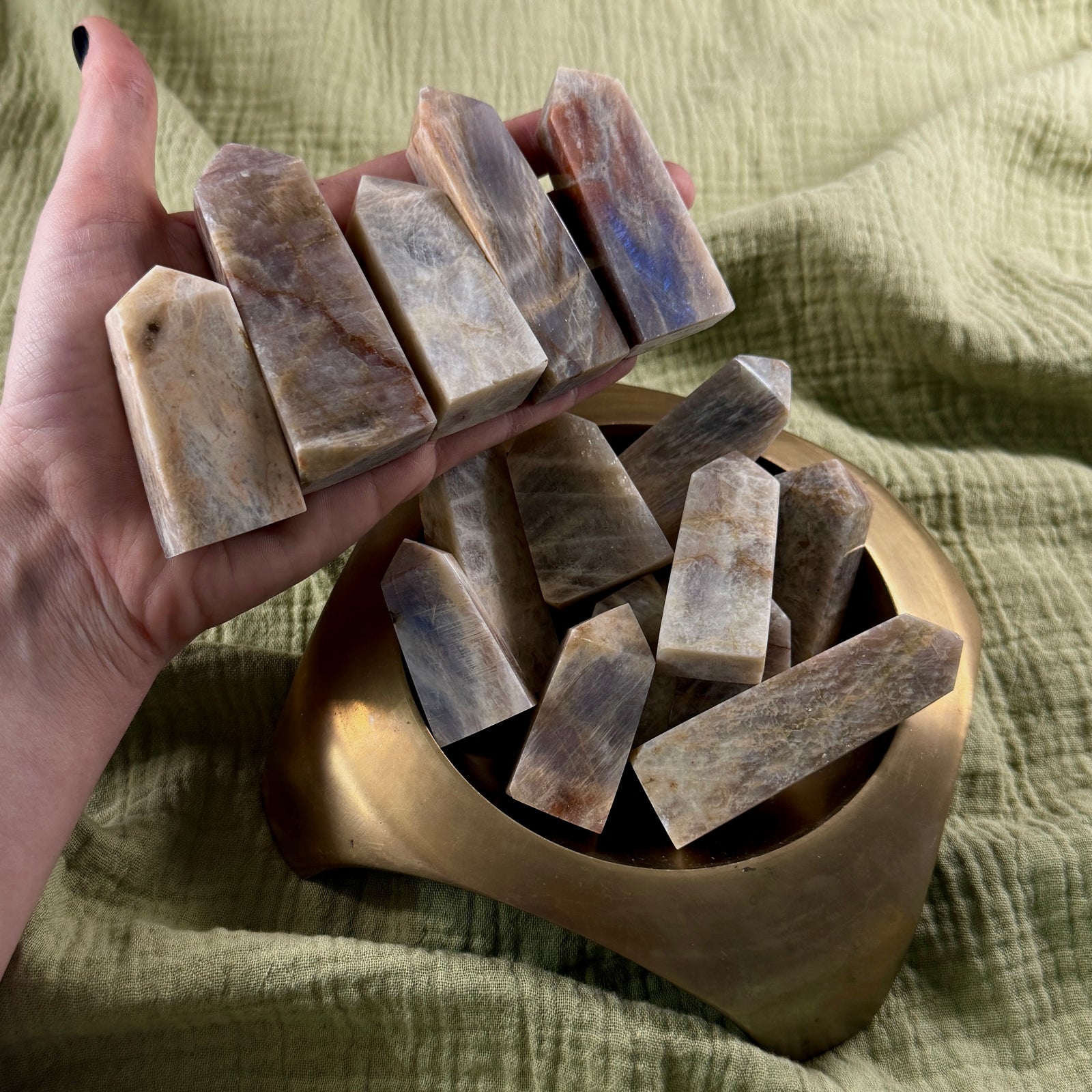 Moonstone with Sunstone Crystal Tower Intuitively Chosen