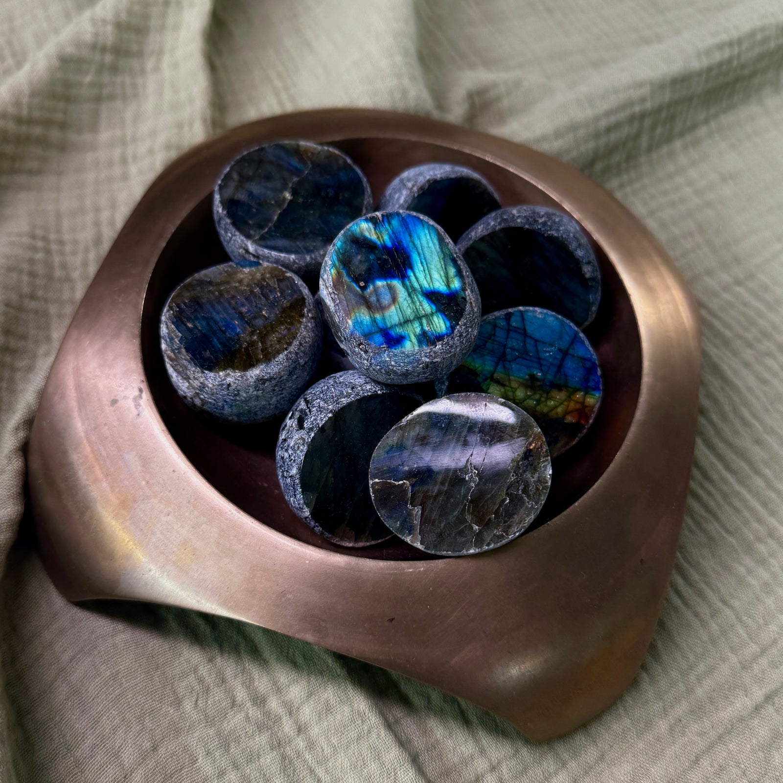 Labradorite Half Polished Sphere