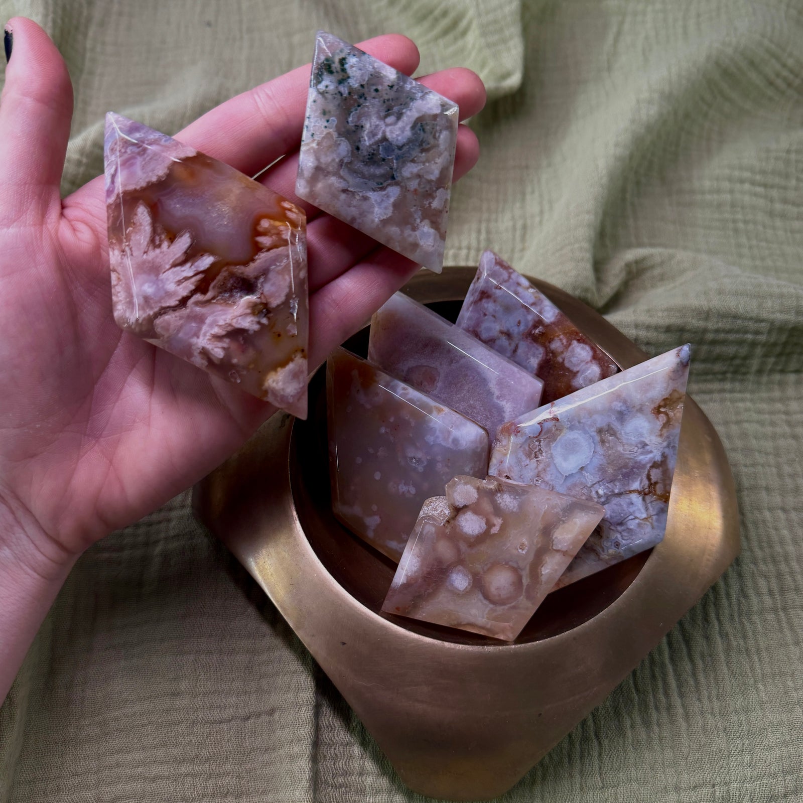 Flower Agate Parallelogram
