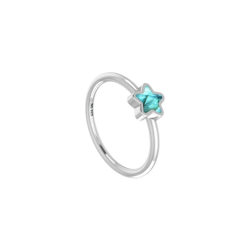 Rainbow Moonstone Star Stackable Ring